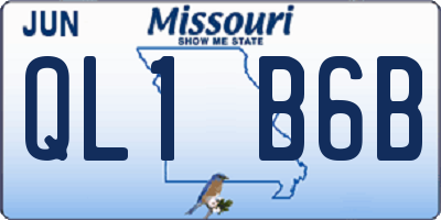 MO license plate QL1B6B