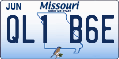 MO license plate QL1B6E