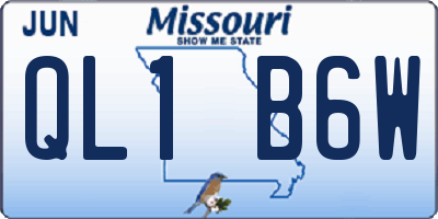 MO license plate QL1B6W