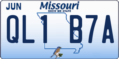 MO license plate QL1B7A