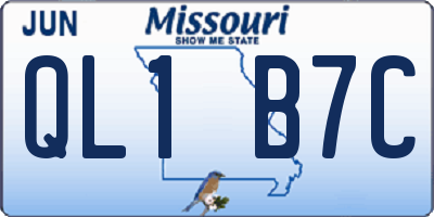 MO license plate QL1B7C