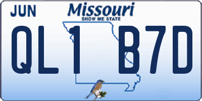 MO license plate QL1B7D