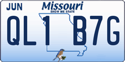 MO license plate QL1B7G