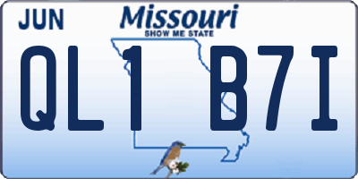 MO license plate QL1B7I