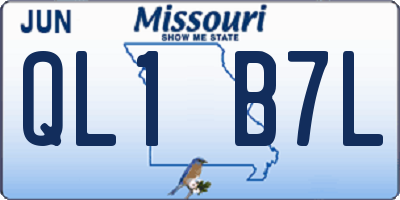 MO license plate QL1B7L