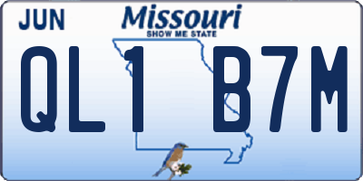 MO license plate QL1B7M