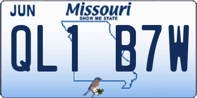 MO license plate QL1B7W