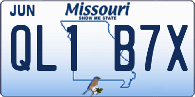 MO license plate QL1B7X