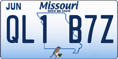 MO license plate QL1B7Z