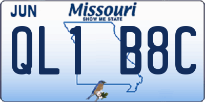 MO license plate QL1B8C