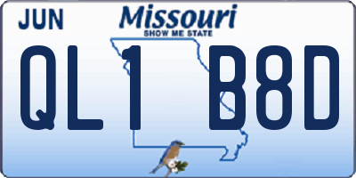 MO license plate QL1B8D