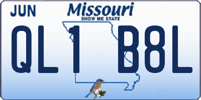 MO license plate QL1B8L