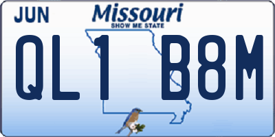 MO license plate QL1B8M