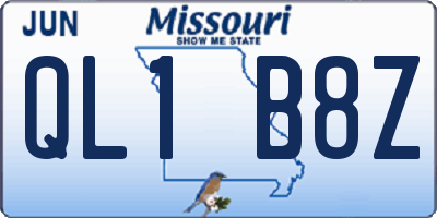 MO license plate QL1B8Z