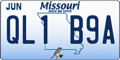 MO license plate QL1B9A