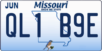 MO license plate QL1B9E