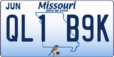 MO license plate QL1B9K