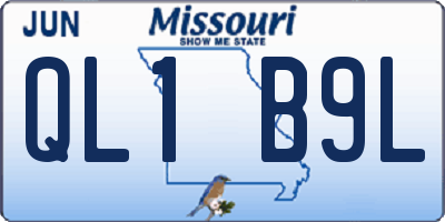 MO license plate QL1B9L