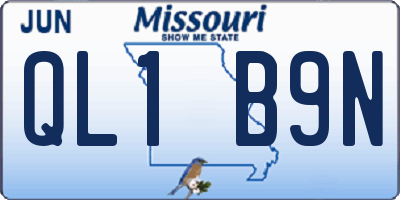 MO license plate QL1B9N