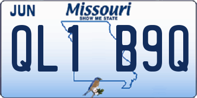 MO license plate QL1B9Q