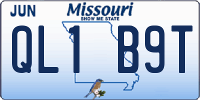 MO license plate QL1B9T