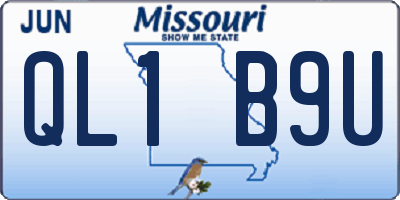 MO license plate QL1B9U