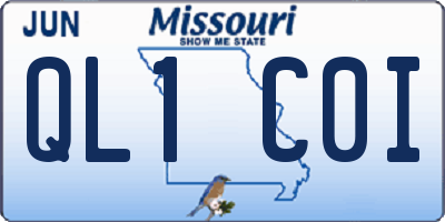 MO license plate QL1C0I
