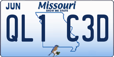 MO license plate QL1C3D