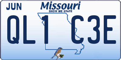 MO license plate QL1C3E
