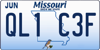 MO license plate QL1C3F