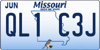MO license plate QL1C3J