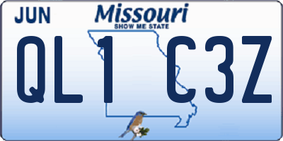 MO license plate QL1C3Z