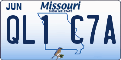 MO license plate QL1C7A