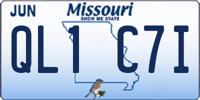 MO license plate QL1C7I