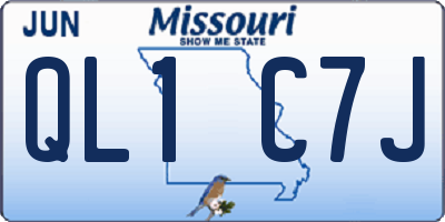 MO license plate QL1C7J