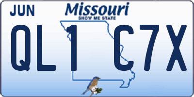 MO license plate QL1C7X