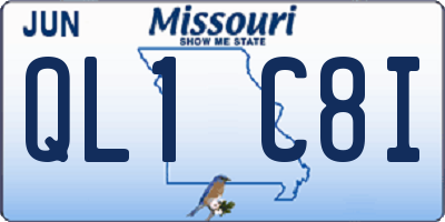 MO license plate QL1C8I