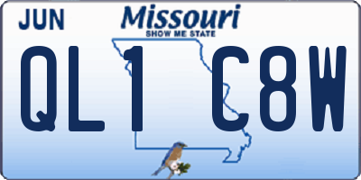 MO license plate QL1C8W