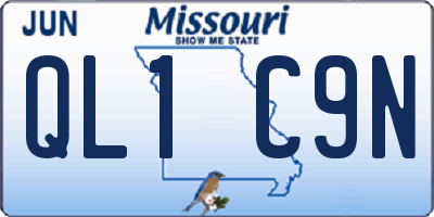 MO license plate QL1C9N