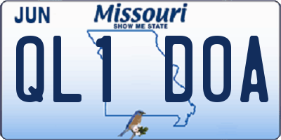 MO license plate QL1D0A