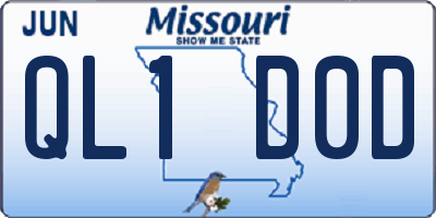 MO license plate QL1D0D