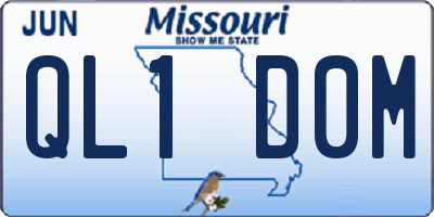 MO license plate QL1D0M