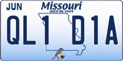 MO license plate QL1D1A
