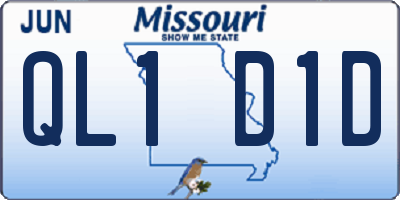 MO license plate QL1D1D