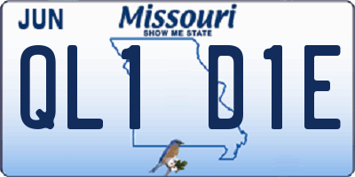 MO license plate QL1D1E