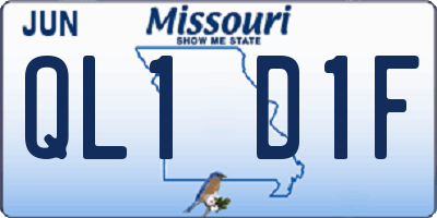 MO license plate QL1D1F
