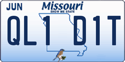 MO license plate QL1D1T