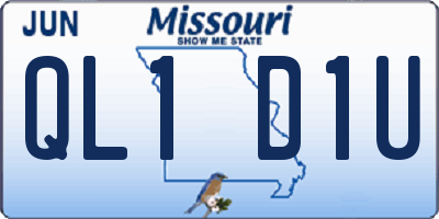 MO license plate QL1D1U