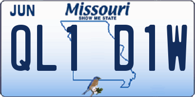 MO license plate QL1D1W