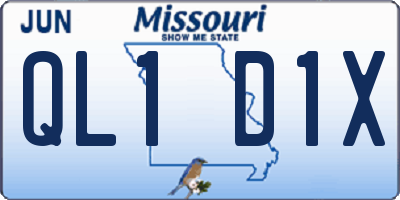 MO license plate QL1D1X